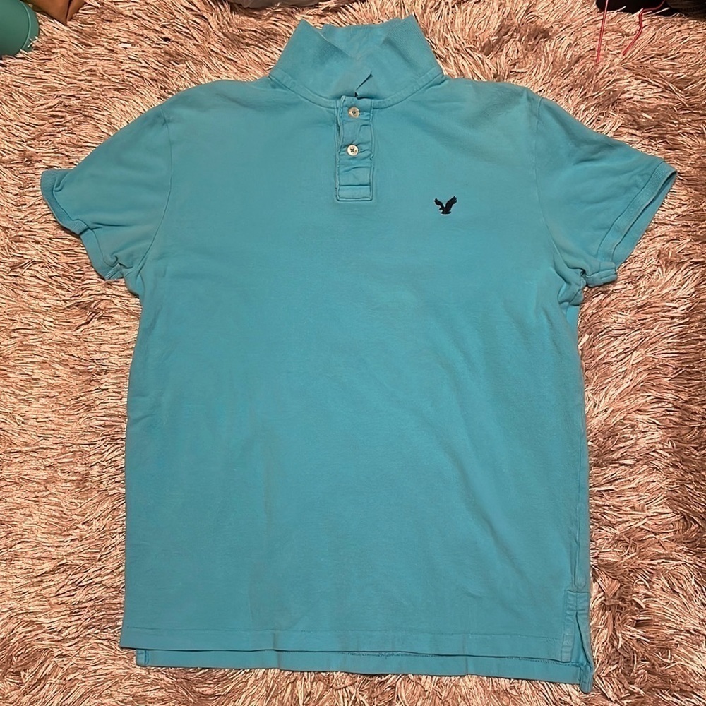 American Eagle Light‎ Blue Short Sleeve Polo Shirt